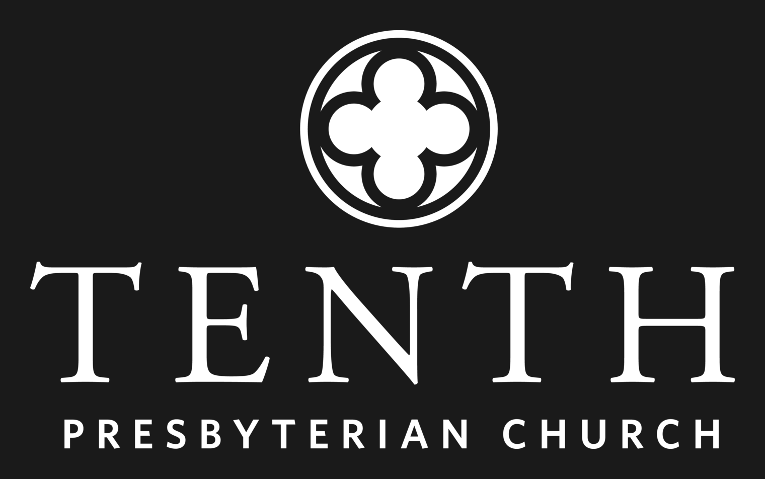 White logo knocked out of a black background